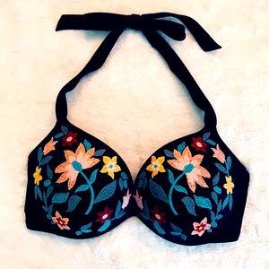 Shade & Shore Embroidered Flowers Bathing Suit Top